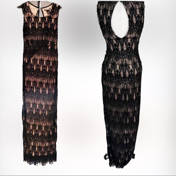 Rachael & Chloe BEAUTIFUL Black Lace & Beige Lining Bodycon NIGHT OUT Dress SZ M - Picture 12 of 12